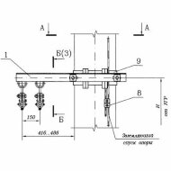 Узел подвески 411307-ТМП-104 двух ВОК на железобетонных опорах КС, кронштейн удлинённый с кольцом Узел подвески 411307-ТМП-104 двух ВОК на железобетонных опорах КС, кронштейн удлинённый с кольцом