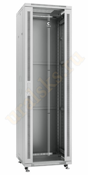 Cabeus SH-05C-42U60/100 Шкаф монтажный телекоммуникационный 19" напольный для распределительного и серверного оборудования 42U 600x1000x2055mm (ШхГхВ) передняя стеклянная и задняя сплошная металлическая двери, ручка с замком, цвет серый (RAL 7035)