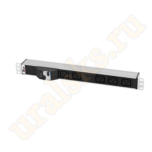 Блок розеток R-32-5C19-A-440-K с авт., 5 IEC 60320 C19, 32А, алюм., 19", колодка