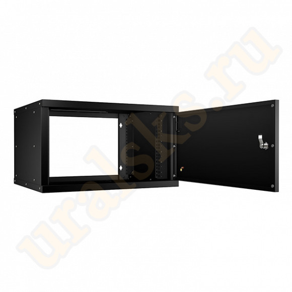 WSC-05D-6U55/45m-BK Шкаф телекоммуникационный настенный 19" 6U, серия LIGHT разборный, дверь металл, цвет черный