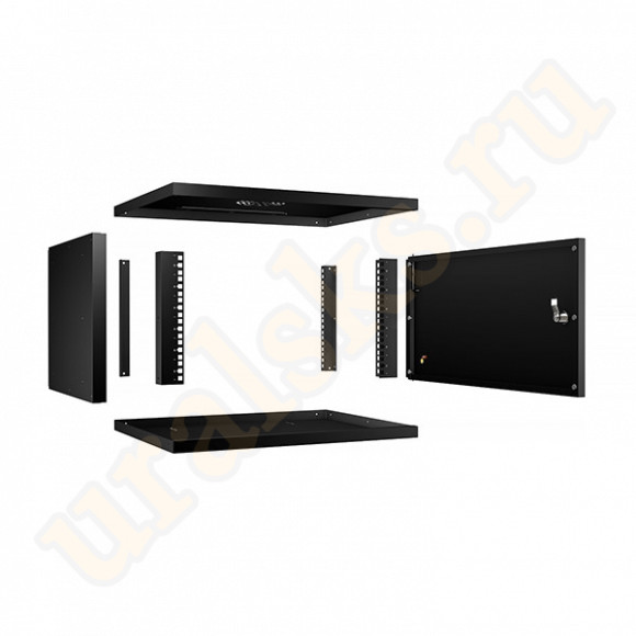 WSC-05D-6U55/45m-BK Шкаф телекоммуникационный настенный 19" 6U, серия LIGHT разборный, дверь металл, цвет черный
