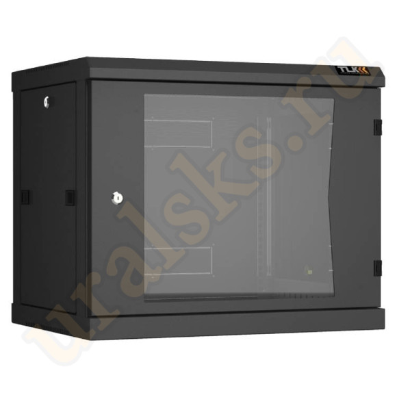 TWC-096060-R-G-BK Настенный разборный шкаф TLK 19", 9U, стеклянная дверь, Ш600хВ503хГ600мм, 2 пары монтажных направляющих, черный
