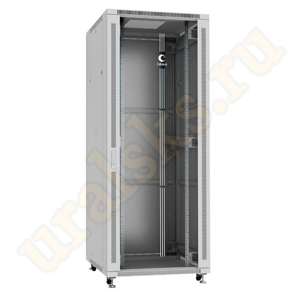 Cabeus SH-05C-42U80/100 Шкаф монтажный телекоммуникационный 19" напольный для распределительного и серверного оборудования 42U 800x1000x2055mm (ШхГхВ) передняя стеклянная и задняя сплошная металлическая двери, ручка с замком, цвет серый (RAL 7035)