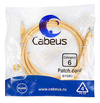 Cabeus PC-UTP-RJ45-Cat.6-3m-YL Патч-корд UTP, категория 6, 3 м, неэкранированный, желтый