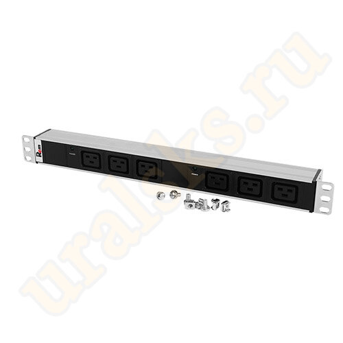 Блок розеток R-32-6C19-I-440-K с инд., 6 IEC 60320 C19, 32А, алюм., 19", колодка
