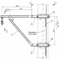 Узел подвески 411307-ТМП-106 ВОК на железобетонных опорах КС, кронштейн КВ-1 с кольцом