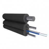 Кабель оптический FTTH 2 волокна G652, два стальных прутка + вынесенный металлический трос, LSZH