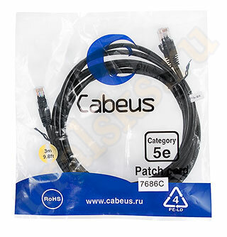 Cabeus PC-UTP-RJ45-Cat.5e-3m-BK Патч-корд UTP, категория 5e, 3 м, неэкранированный, черный