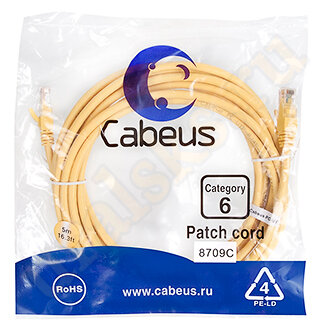 Cabeus PC-UTP-RJ45-Cat.6-5m-YL Патч-корд UTP, категория 6, 5 м, неэкранированный, желтый