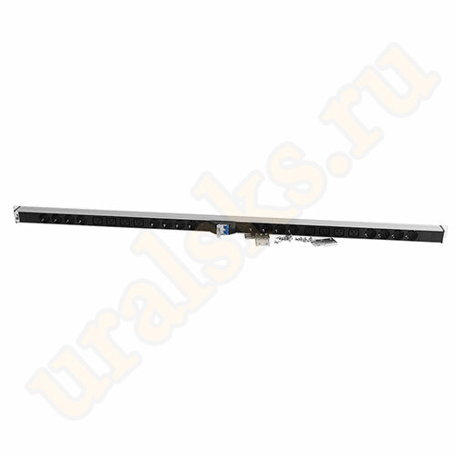 Верт. блок розеток R-32-2X(8S-4C19-A-I) на 2 конт. по 8 Schuko, 4 C19 с авт., инд., 2×16A, алюм., 33-48U, колодка