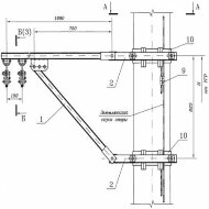 Узел подвески 411307-ТМП-107 двух ВОК на железобетонных опорах КС, кронштейн КВ-2 с кольцами