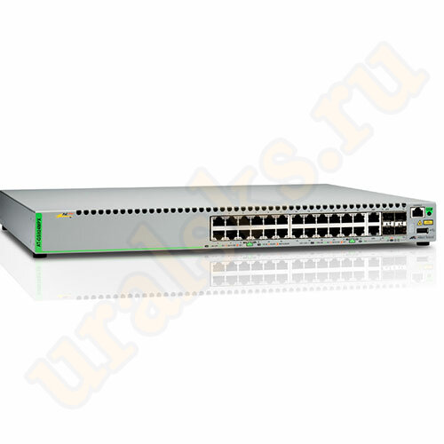 AT-GS924MPX-50 Коммутатор Gigabit Ethernet Managed switch with 24  10/100/1000T POE ports, 2 SFP/Copper combo ports, 2 SFP/SFP+ uplink slots, single fixed AC power supply