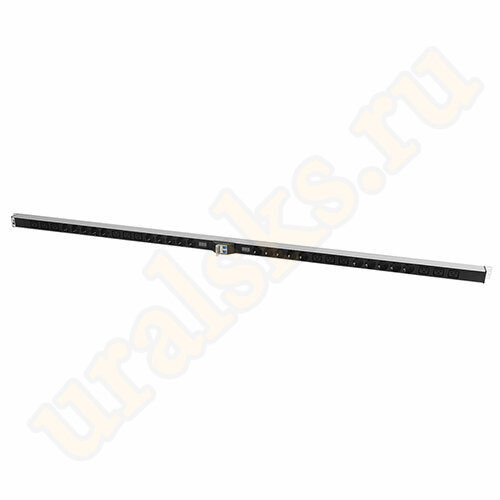 Верт. блок розеток R-32-2X(10S-6C19-A-Am) на 2 конт. по 10 Schuko, 6 C19 с авт. и амп., 2×16A, алюм.,42-48U,колодка