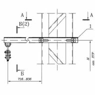 Узел подвески 411307-ТМП-110 ВОК на металлических опорах гибких поперечин, кронштейн удлинённый с кольцом