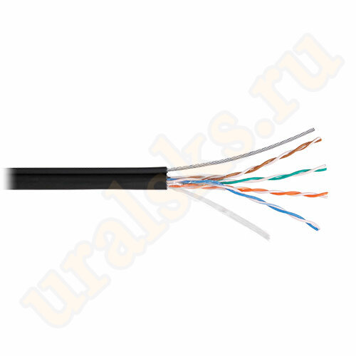 NKL 4805B-BK Кабель NIKOLAN U/UTP, 4 пары, Кат.5e, 24 AWG, внешний с тросом, PE, 500м
