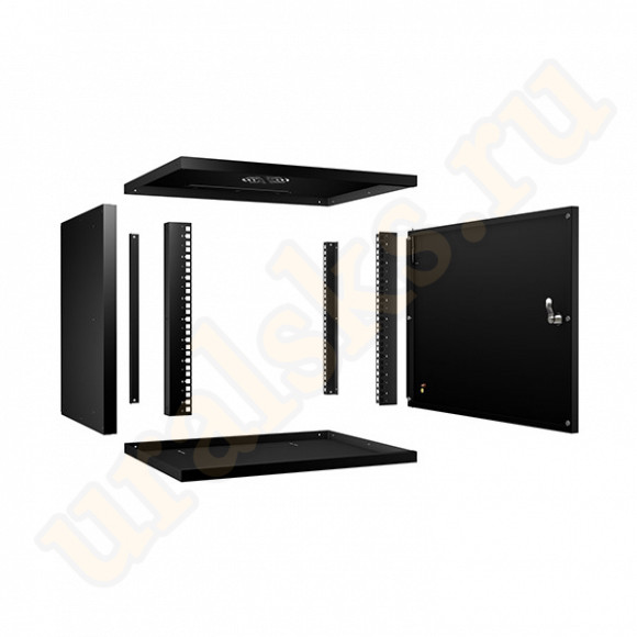WSC-05D-12U55/45m-BK Шкаф телекоммуникационный настенный 19" 12U, серия LIGHT разборный, дверь металл, цвет черный