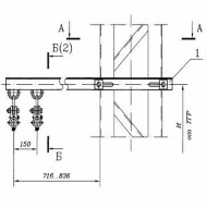 Узел подвески 411307-ТМП-112 двух ВОК на металлических опорах гибких поперечин, удлиненный кронштейн с кольцом