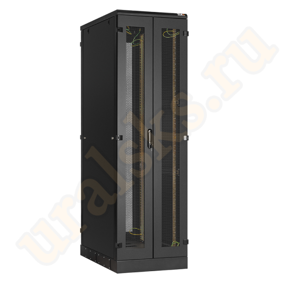 TFA-426010-WMWM-BK Напольный шкаф 19", 42U, перфорированные двухстворчатые двери, металлические стенки, Ш600хВ2060хГ1000мм, в разобранном виде, черный
