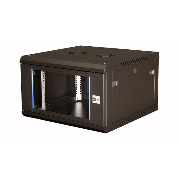 DR-631101 Шкаф 19" телекоммуникационный настенный, 6U 368х600х600 мм, дверь стекло, черный