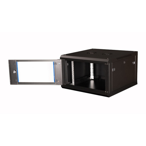 DR-631101 Шкаф 19" телекоммуникационный настенный, 6U 368х600х600 мм, дверь стекло, черный