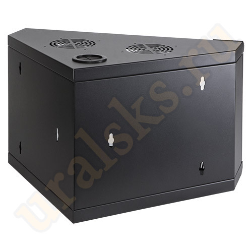 TWT-CBWTG-4U-6x4-BK Шкаф настенный угловой, 4U 530x430, стеклянная дверь, черный
