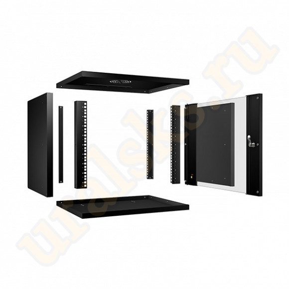 WSC-05D-12U55/45-BK Шкаф телекоммуникационный настенный 19" 12U, серия LIGHT разборный, дверь стекло, цвет черный