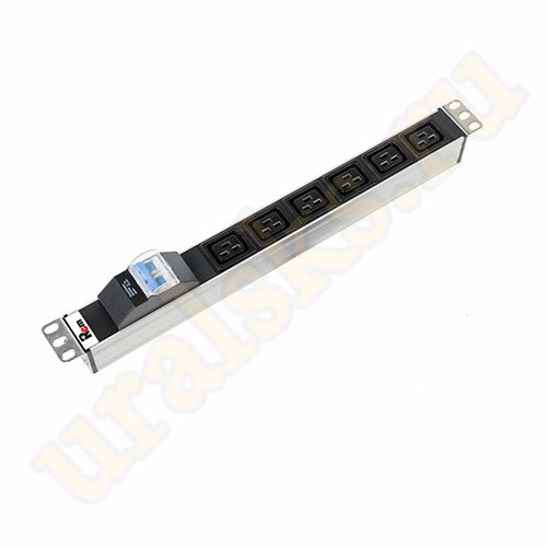 Блок розеток R-16-6C19-A-440-K с авт. 16А, 6 IEC 60320 C19, 16A, алюм., 19", колодка