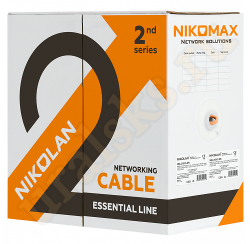 NKL 2700B-BK Кабель NIKOLAN F/UTP 4 пары, Кат.5e (Класс D), тест по ISO/IEC, 100МГц, одножильный, BC (чистая медь), 24AWG (0,49мм), внешний, PE до -60С, черный, 305м