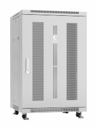 Шкаф телекоммуникационный 19" напольный 18U 600x600x988mm (ШхГхВ) передняя и задняя перфорированные двери, ручка с замком, цвет серый (RAL 7035) Cabeus Шкаф телекоммуникационный 19" напольный 18U 600x600x988mm (ШхГхВ) передняя и задняя перфорированные двери, ручка с замком, цвет серый (RAL 7035) Cabeus