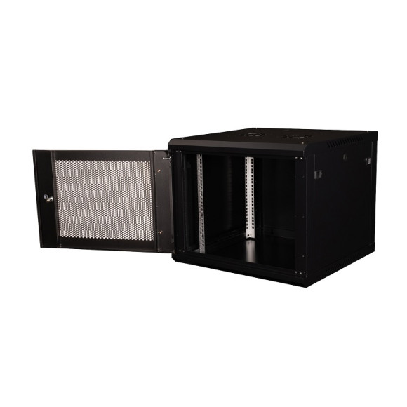 DR-652101 Шкаф 19" телекоммуникационный настенный, 9U 501х600х600 мм, дверь перфорация, черный