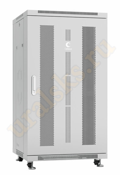 ND-05C-22U60/60 Шкаф телекоммуникационный 19" напольный 22U 600x600x1166mm (ШхГхВ) передняя и задняя перфорированные двери, ручка с замком, цвет серый (RAL 7035) Cabeus