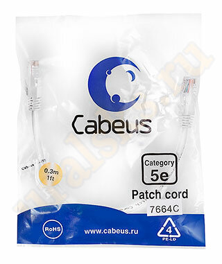 Cabeus PC-UTP-RJ45-Cat.5e-0.3m-WH Патч-корд UTP, категория 5e, 0.3 м, неэкранированный, белый