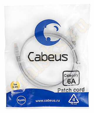 Cabeus PC-UTP-RJ45-Cat.6a-1m-LSZH Патч-корд UTP, категория 6a, 10G, неэкранированный, LSZH, 1 м, серый