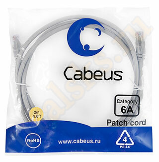 Cabeus PC-UTP-RJ45-Cat.6a-2m-LSZH Патч-корд UTP, категория 6a, 10G, неэкранированный, LSZH, 2 м, серый