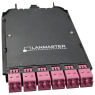 Компактная MPO кассета OM4, 12xLC, тип B, низкие потери, черная Lanmaster