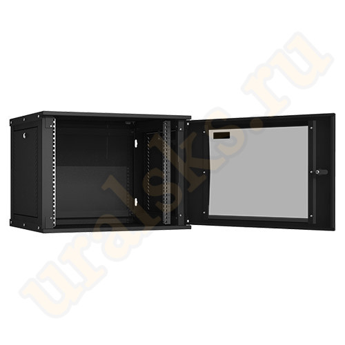 TWI-126045-R-G-BK Настенный разборный шкаф TLK 19", 12U, стеклянная дверь, Ш600хВ569хГ450мм, 1 пара монтажных направляющих, черный