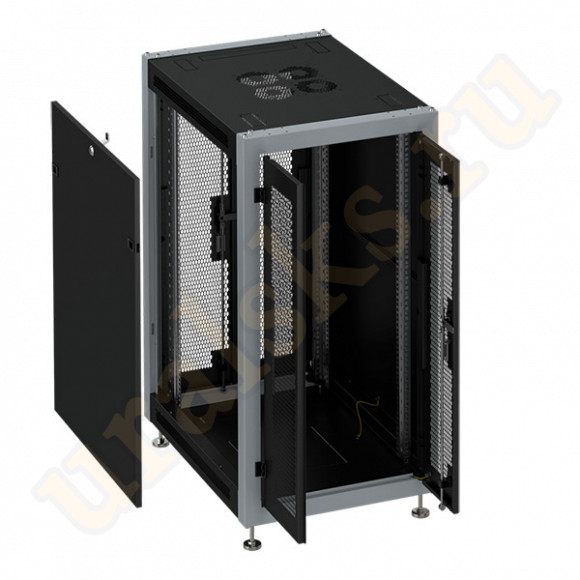 SL 6033.944 Шкаф монтажный телекоммуникационный 19" напольный 33U 600x1000x1600mm (ШхГхВ) передняя дверь двухстворчатая перфорированная, задняя дверь двухстворчатая перфорированная, цвет чёрный