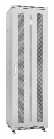 Шкаф телекоммуникационный 19" напольный 42U 600x600x2055mm (ШхГхВ) передняя и задняя перфорированные двери, ручка с замком, цвет серый (RAL 7035) Cabeus