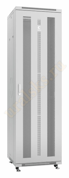 ND-05C-42U60/60 Шкаф телекоммуникационный 19" напольный 42U 600x600x2055mm (ШхГхВ) передняя и задняя перфорированные двери, ручка с замком, цвет серый (RAL 7035) Cabeus