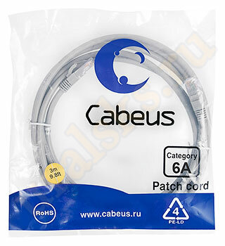 Cabeus PC-UTP-RJ45-Cat.6a-3m-LSZH Патч-корд UTP, категория 6a, 10G, неэкранированный, LSZH, 3 м, серый