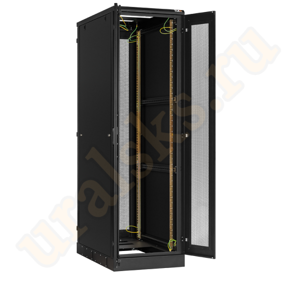 TFA-426080-WMWM-BK Напольный шкаф 19", 42U, двухстворчатые перфорированные двери, цельнометаллические стенки Ш600хВ2060хГ800мм, в разобранном виде, черный