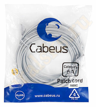 Cabeus PC-UTP-RJ45-Cat.6a-10m-LSZH Патч-корд UTP, категория 6a, 10G, неэкранированный, LSZH, 10 м, серый