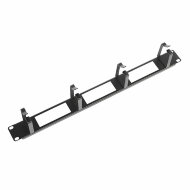 Органайзер кабельный горизонтальный с окнами 19" 1U, 4 кольца, цвет черный Органайзер кабельный горизонтальный с окнами 19" 1U, 4 кольца, цвет черный