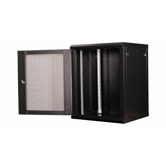 DR-654101 Шкаф 19" телекоммуникационный настенный, 15U 769х600х600 мм, дверь перфорация, черный