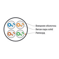 Hyperline UUTP4-C5E-S24-IN-PVC-GY-305 Кабель витая пара, неэкранированная U/UTP, категория 5e, 4 пары (24 AWG), одножильный (solid), PVC Hyperline UUTP4-C5E-S24-IN-PVC-GY-305 Кабель витая пара, неэкранированная U/UTP, категория 5e, 4 пары (24 AWG), одножильный (solid), PVC