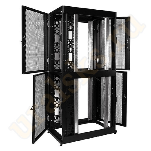 Шкаф серверный ШТК-СП-К-2-40.6.10-44АА-Ч ПРОФ напольный колокейшн 40U (600x1000) 2 секции, дверь перф. 2 шт., чёрный