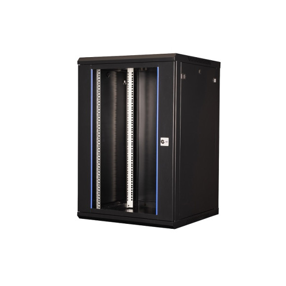 DR-635101 Шкаф 19" телекоммуникационный настенный, 18U 901х600х600 мм, дверь стекло, черный