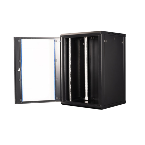 DR-635101 Шкаф 19" телекоммуникационный настенный, 18U 901х600х600 мм, дверь стекло, черный