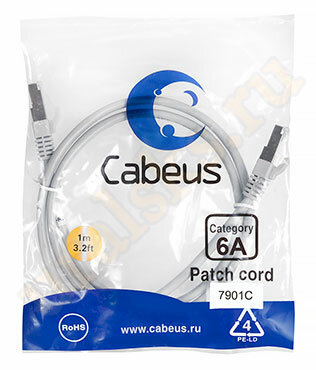 Cabeus PC-SSTP-RJ45-Cat.6a-1m-LSZH Патч-корд SSTP, категория 6a, 10G, S/FTP экранированный, LSZH, 1 м, серый
