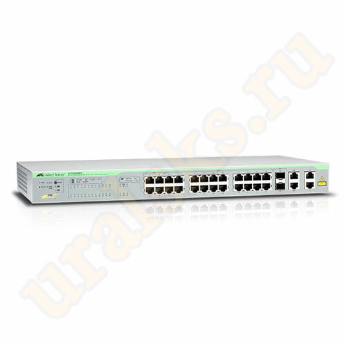 AT-FS750/28PS-50 Коммутатор 24  Port Fast Ethernet PoE WebSmart Switch with 4 uplink ports (2  x 10/100/1000T and  2 x SFP-10/100/1000T Combo ports)